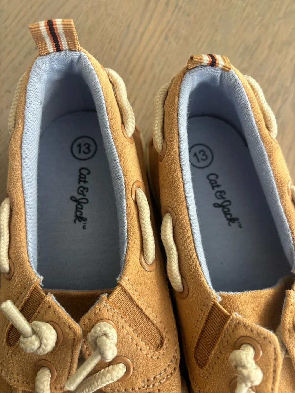 Cat & Jack Suede Boat Shoes in Camel and Blue
